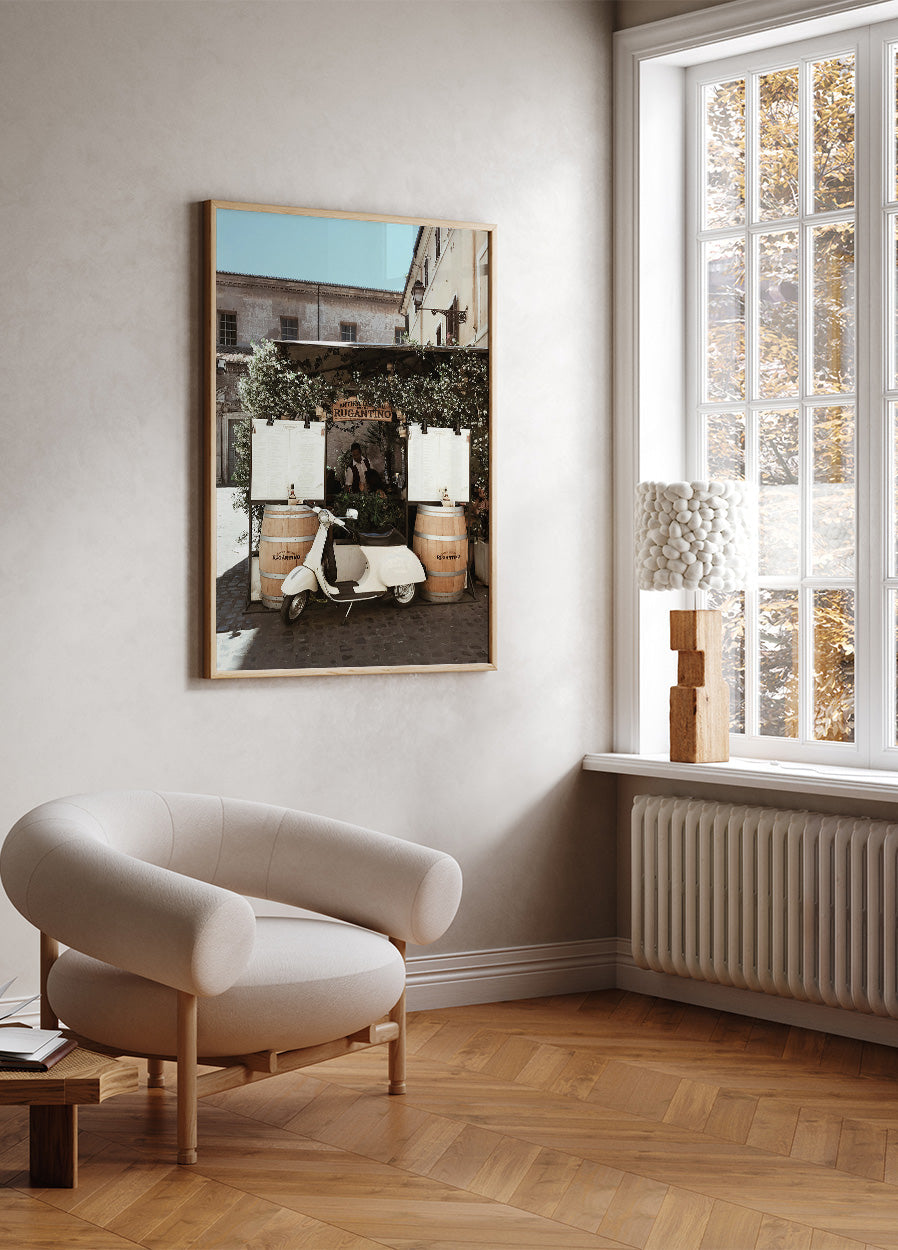 White Italian Vespa Poster - Posterbox.dk