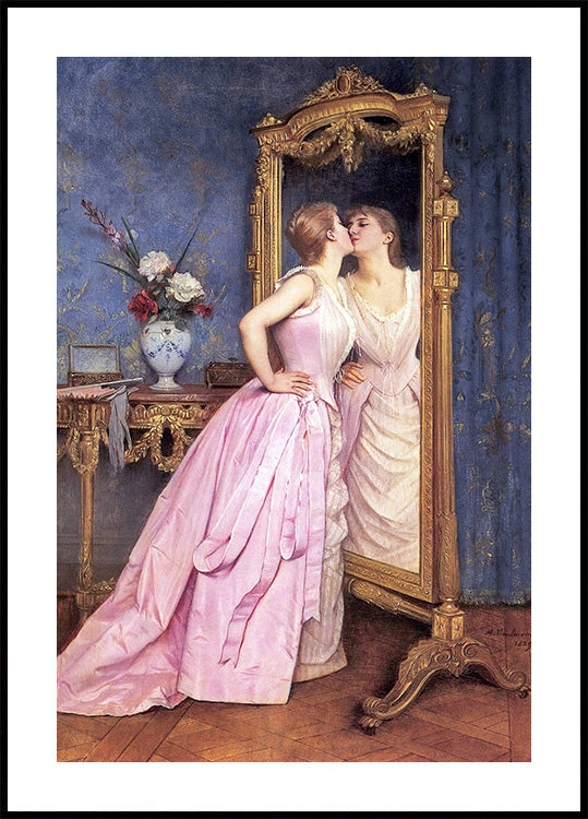 Woman Looking in Mirror Poster - Posterbox.dk