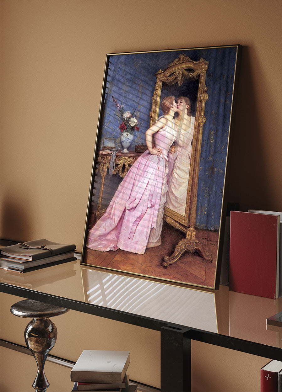 Woman Looking in Mirror Poster - Posterbox.dk