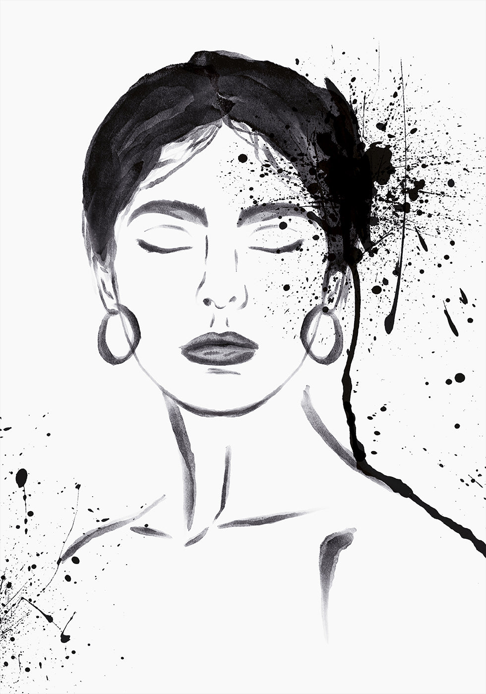 Woman Ink Portrait Poster