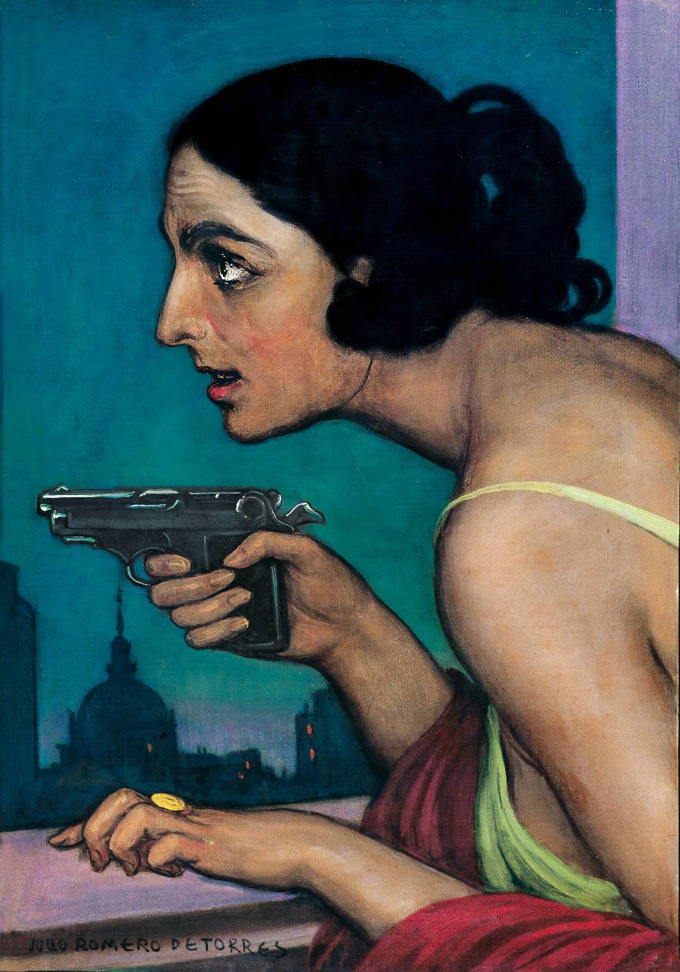 Woman with a Gun Vintage Poster - Posterbox.dk