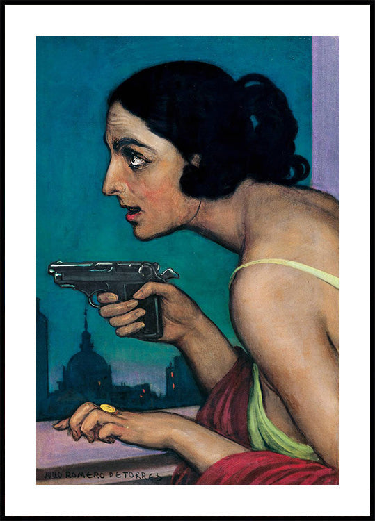 Woman with a Gun Vintage Poster - Posterbox.dk