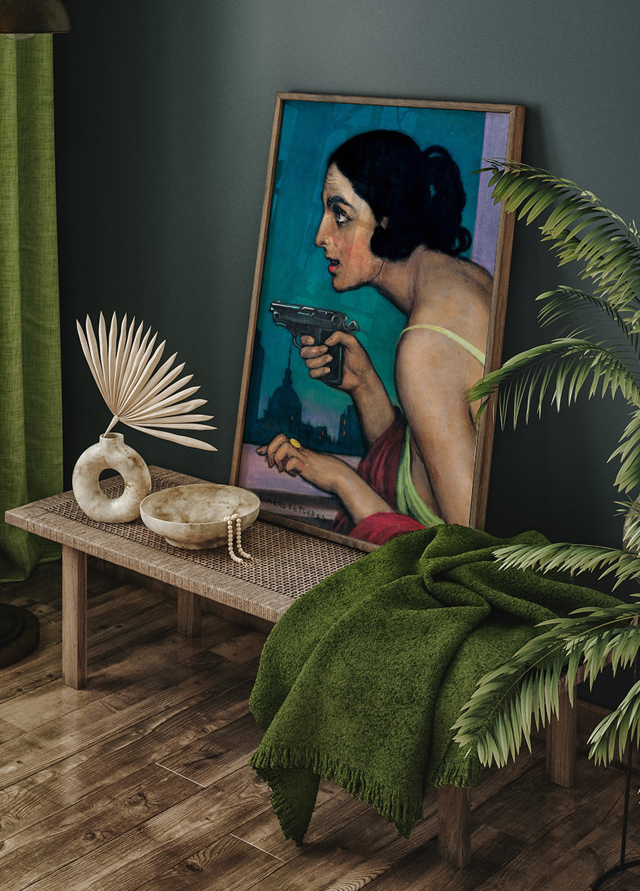 Woman with a Gun Vintage Poster - Posterbox.dk