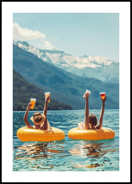 Woman Drinking On Water Lake Poster - Posterbox.dk