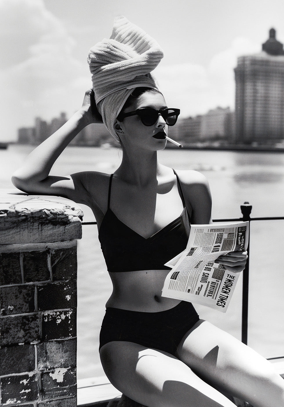 Women Reading Newspaper Print Poster - Posterbox.dk