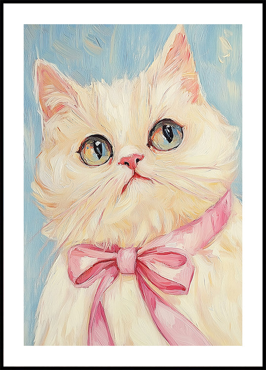 Pink Bow White Cat (NEW) - Posterbox