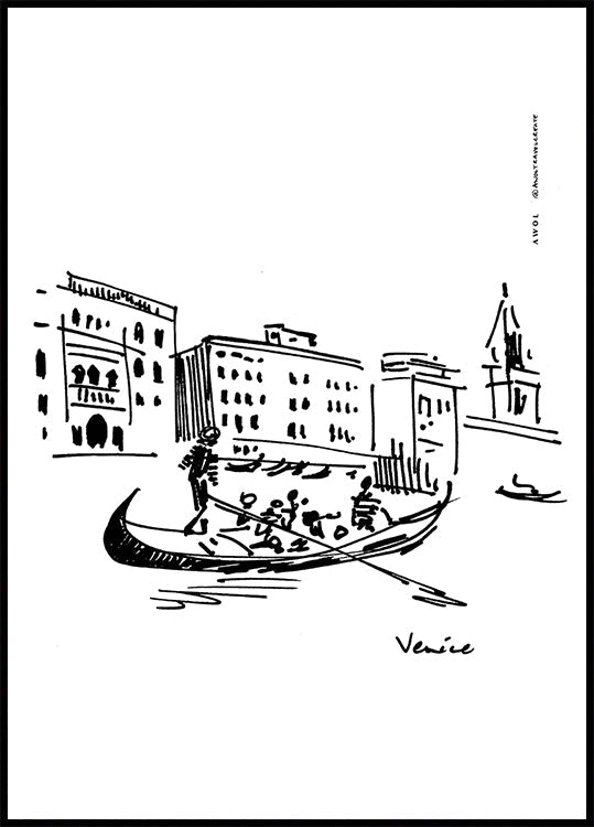 Venice, Italy Art Print With Gondolier On The Grand Canal (NEW) - Posterbox