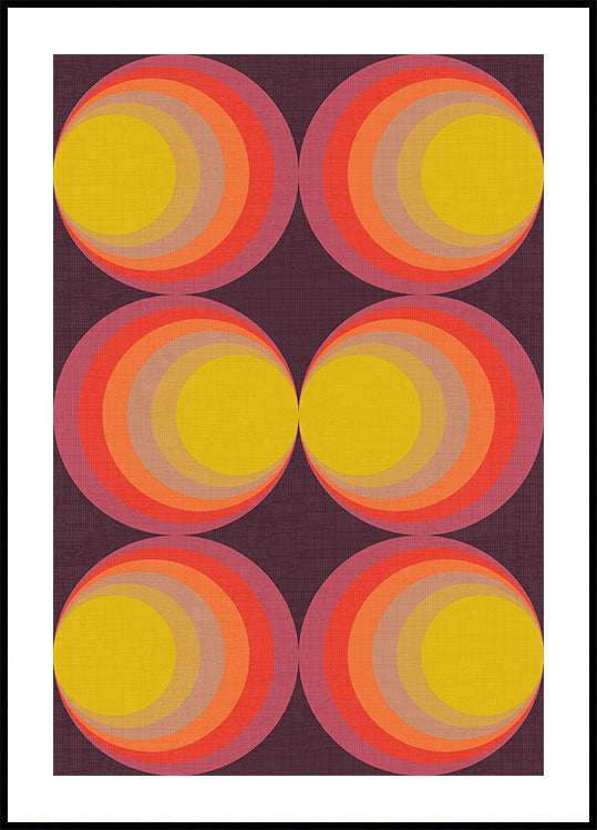 Retro Gradient Circles Plum Red (NEW) - Posterbox