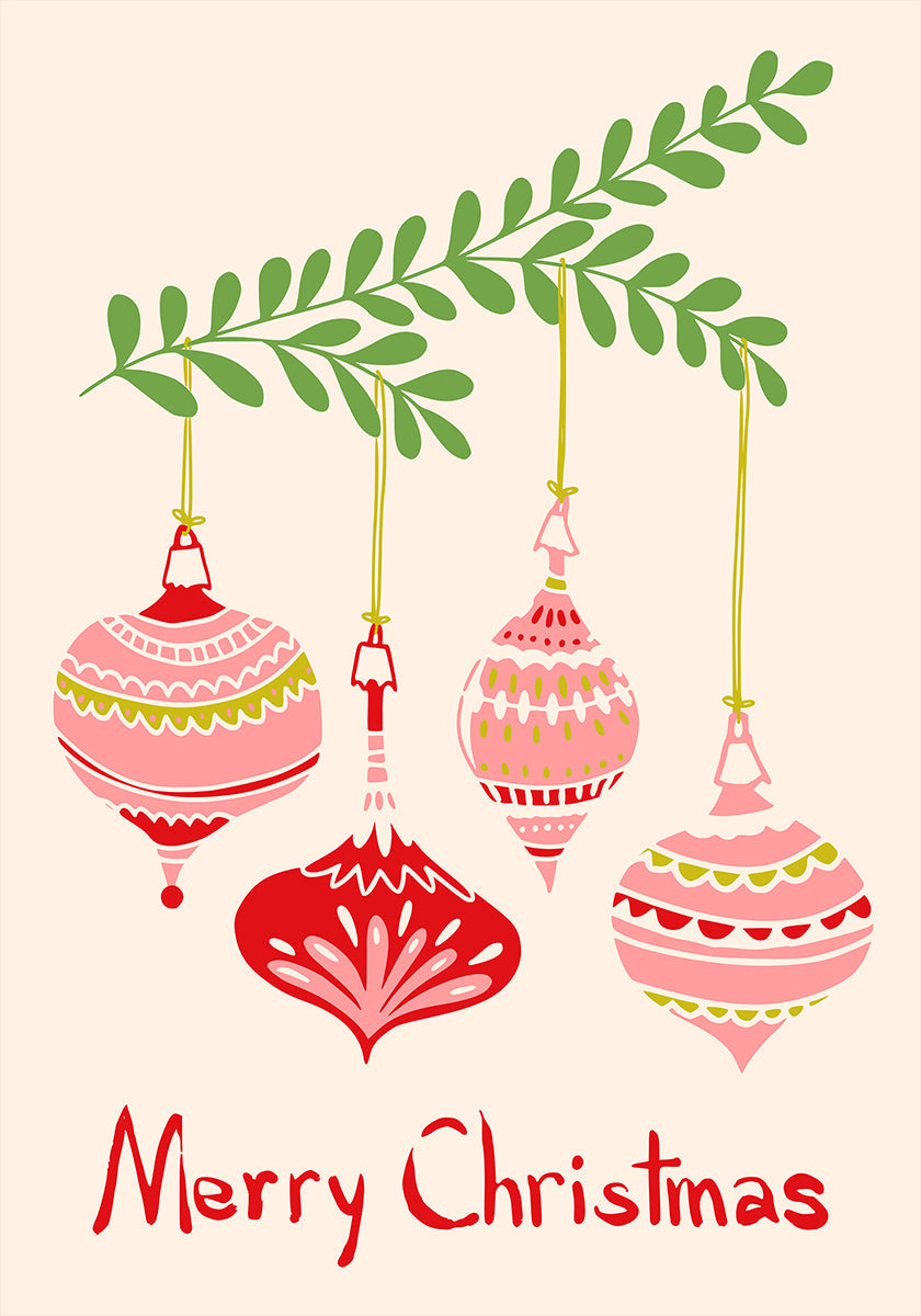 Cheerful little Christmas baubles Plakat - Posterbox