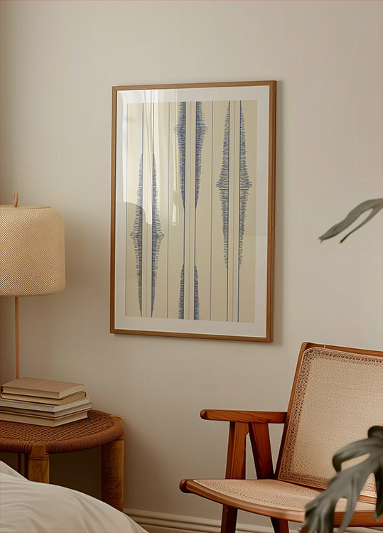 Boho ikat stripes blue shades pattern (NEW) - Posterbox
