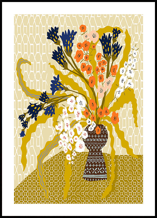 Floral Contemporary Still Life Mustard Yellow Plakat - Posterbox