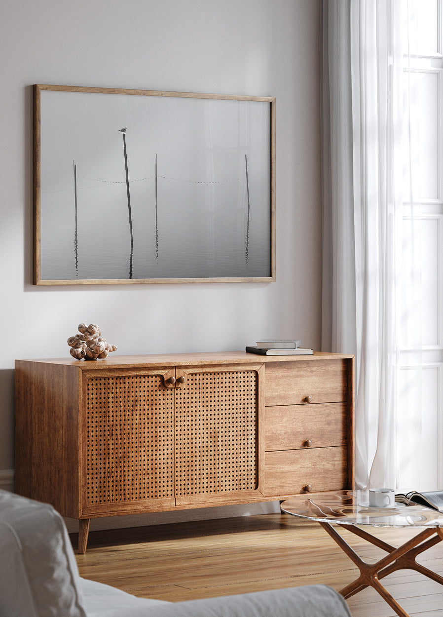 A Small Bird on a Wooden Stake Poster - Posterbox.dk