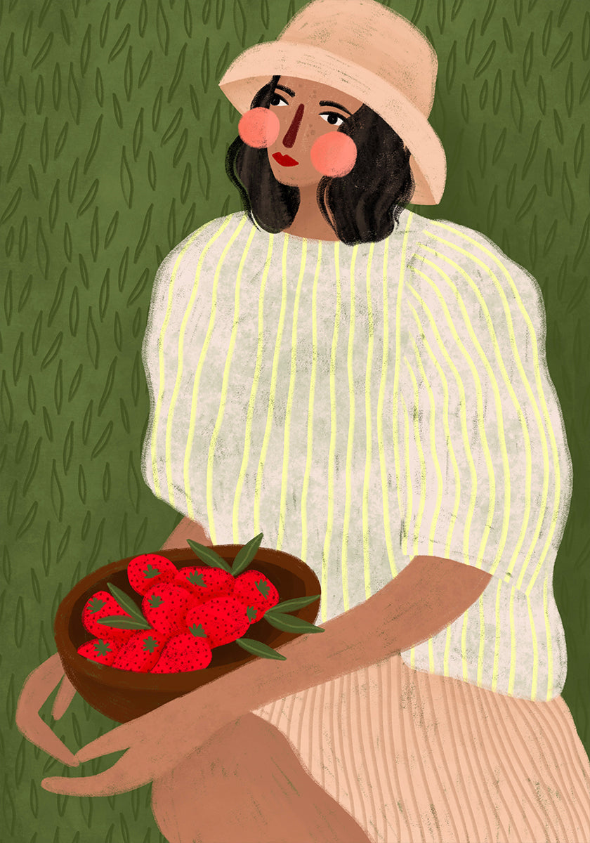Woman with Strawberries Plakat - Posterbox