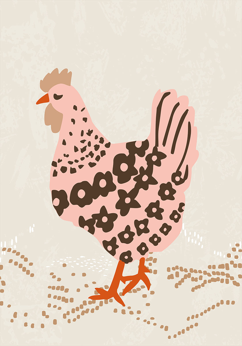 Pink hen on the grass (NEW) - Posterbox