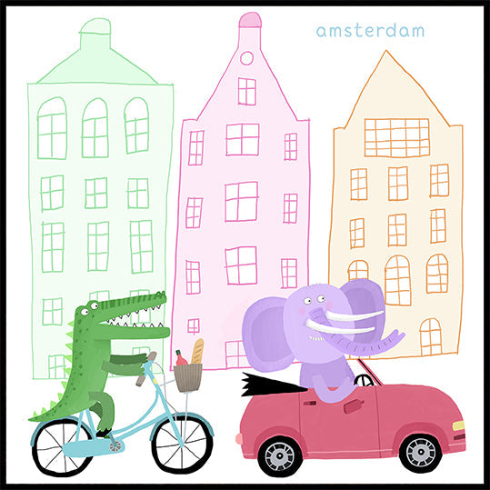 A Crocodile on a Bicycle and an Elephant in a Car Plakat - Posterbox