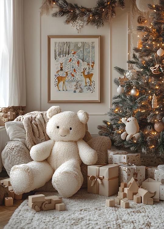 Christmas in the winter animal forest Plakat - Posterbox