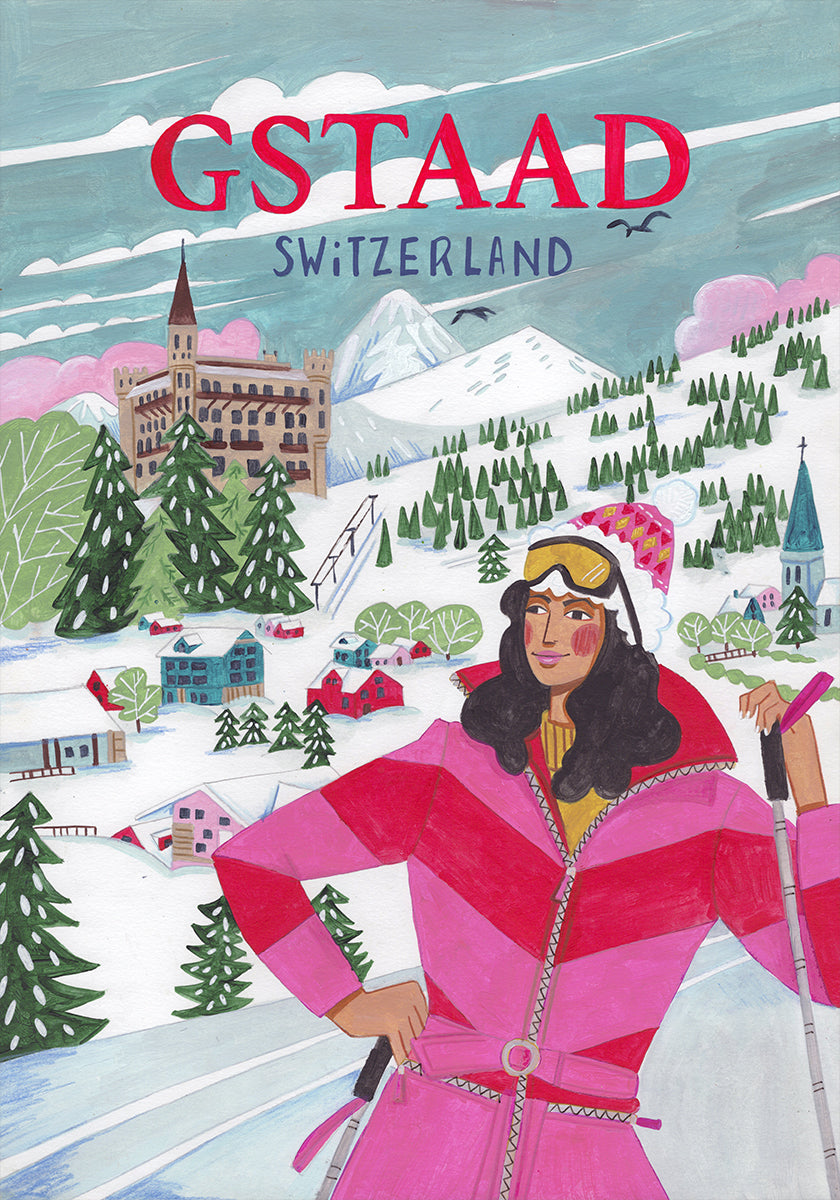Travel Woman in Gstaad, Switzerland Plakat - Posterbox