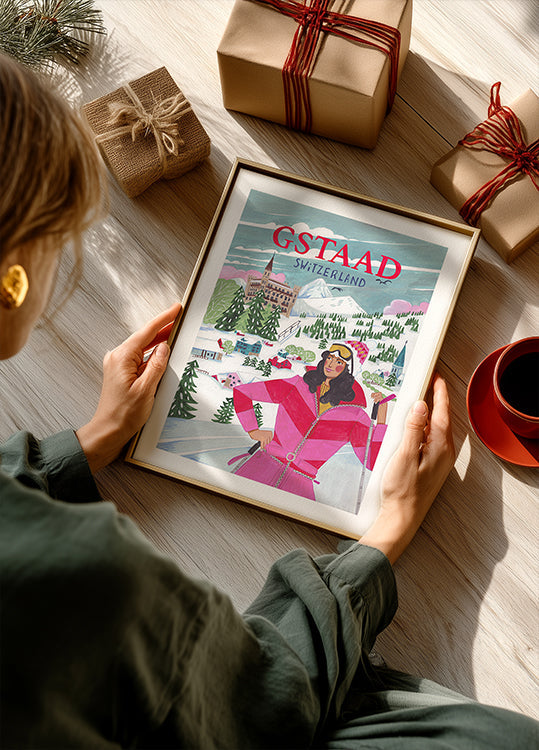 Travel Woman in Gstaad, Switzerland Plakat - Posterbox