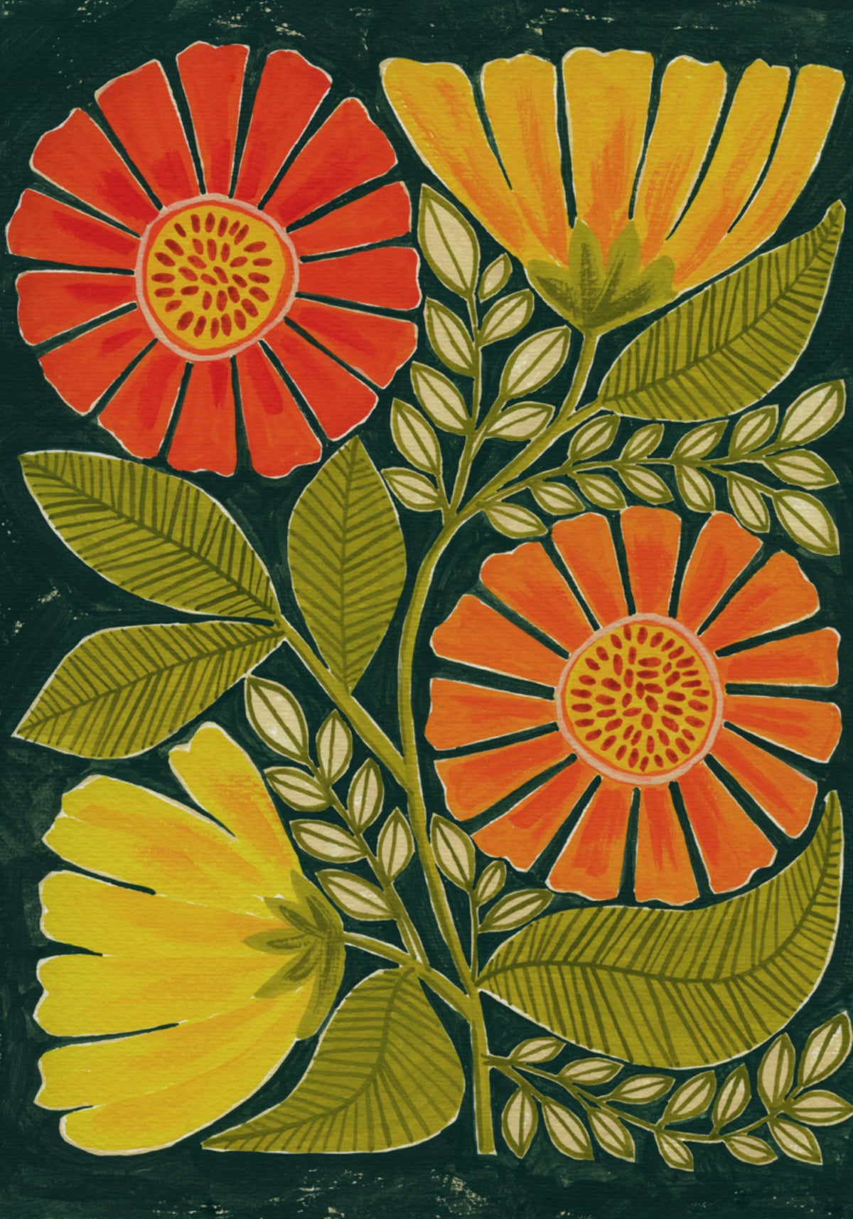 Colorful Folk Flowers - Posterbox