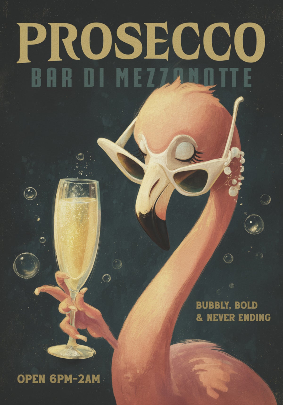 Cool Flamingo Prosecco Bar - Posterbox