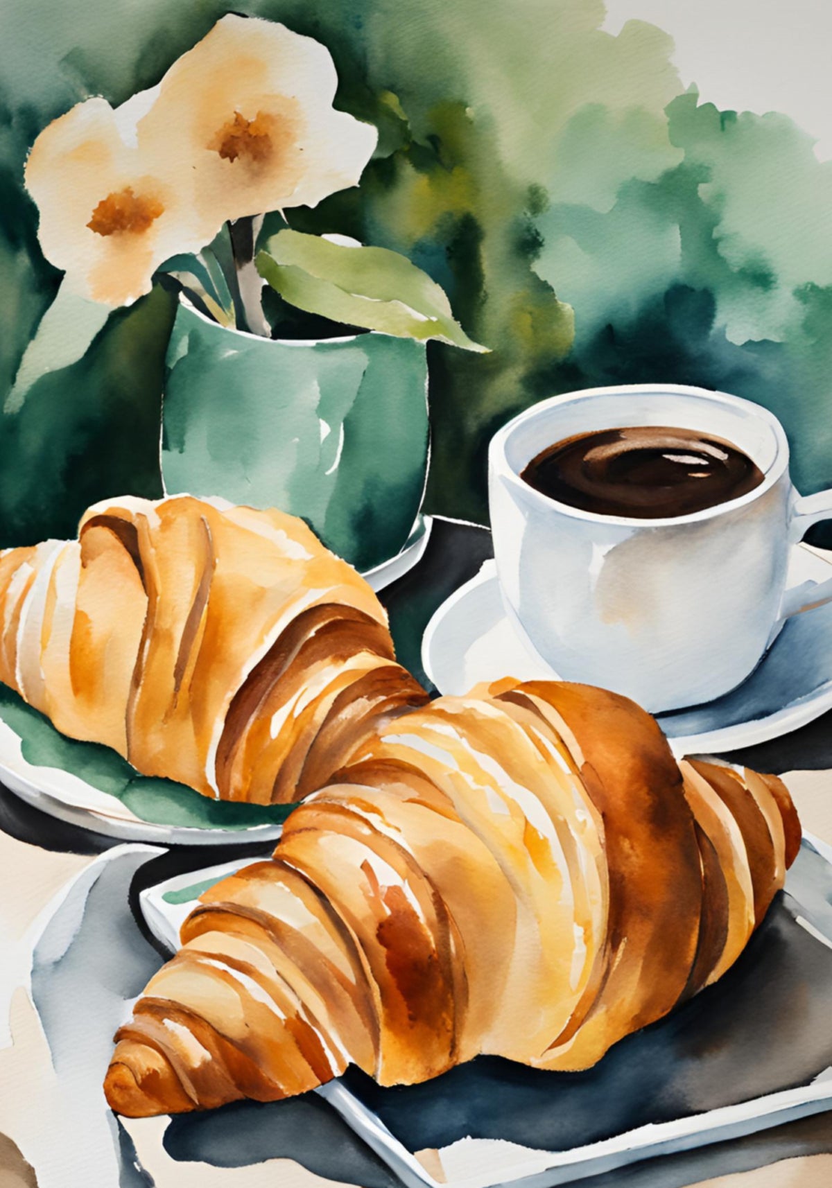 Fresh Croissants and Coffee