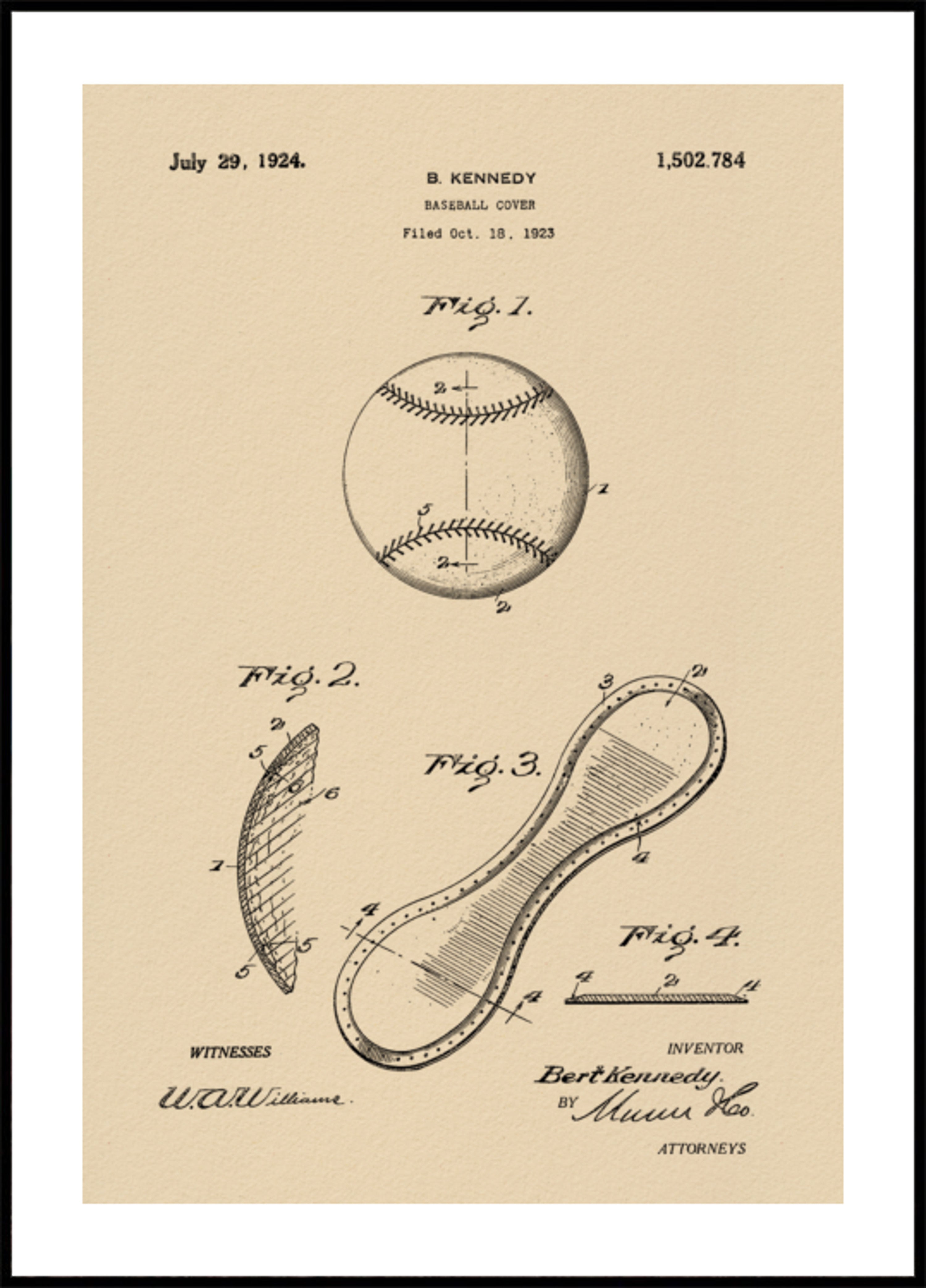 Vintage Baseball Patent Drawing