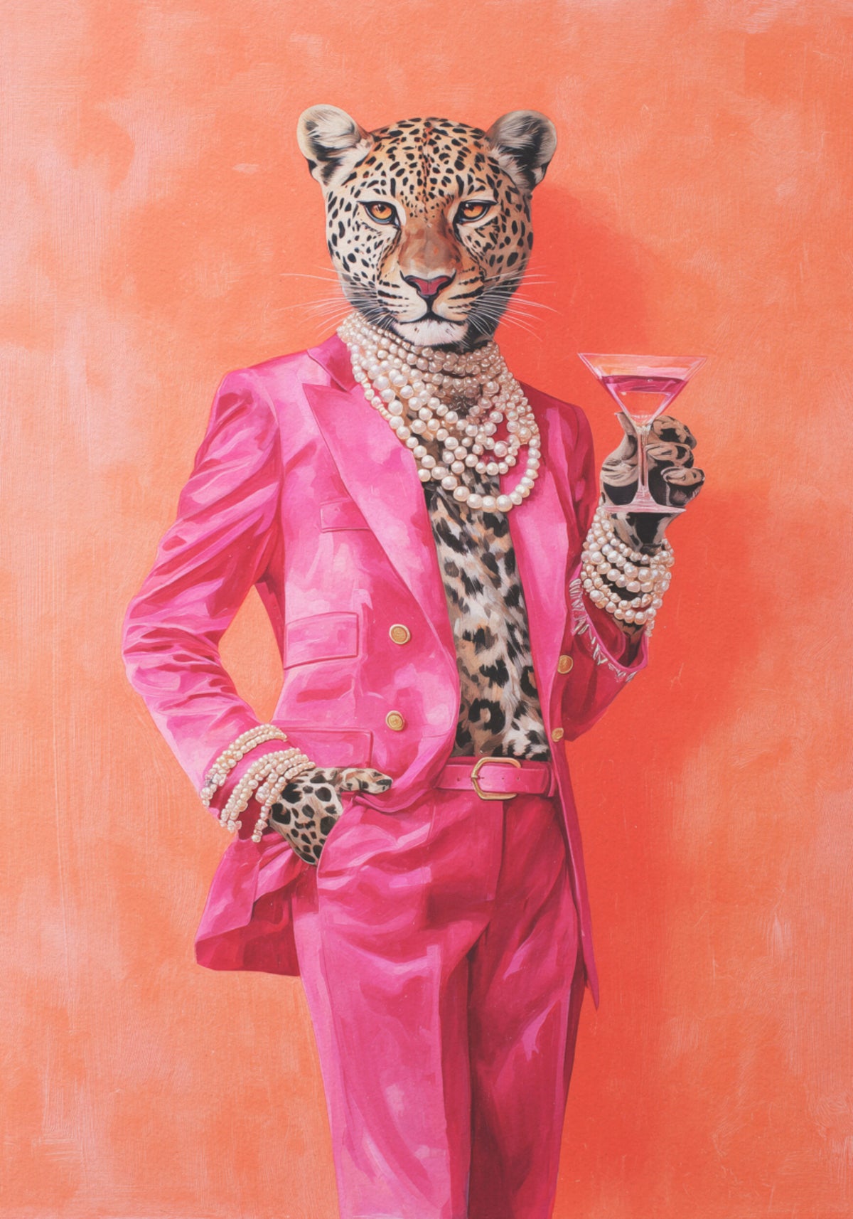 Leopard Pink Suit Martini