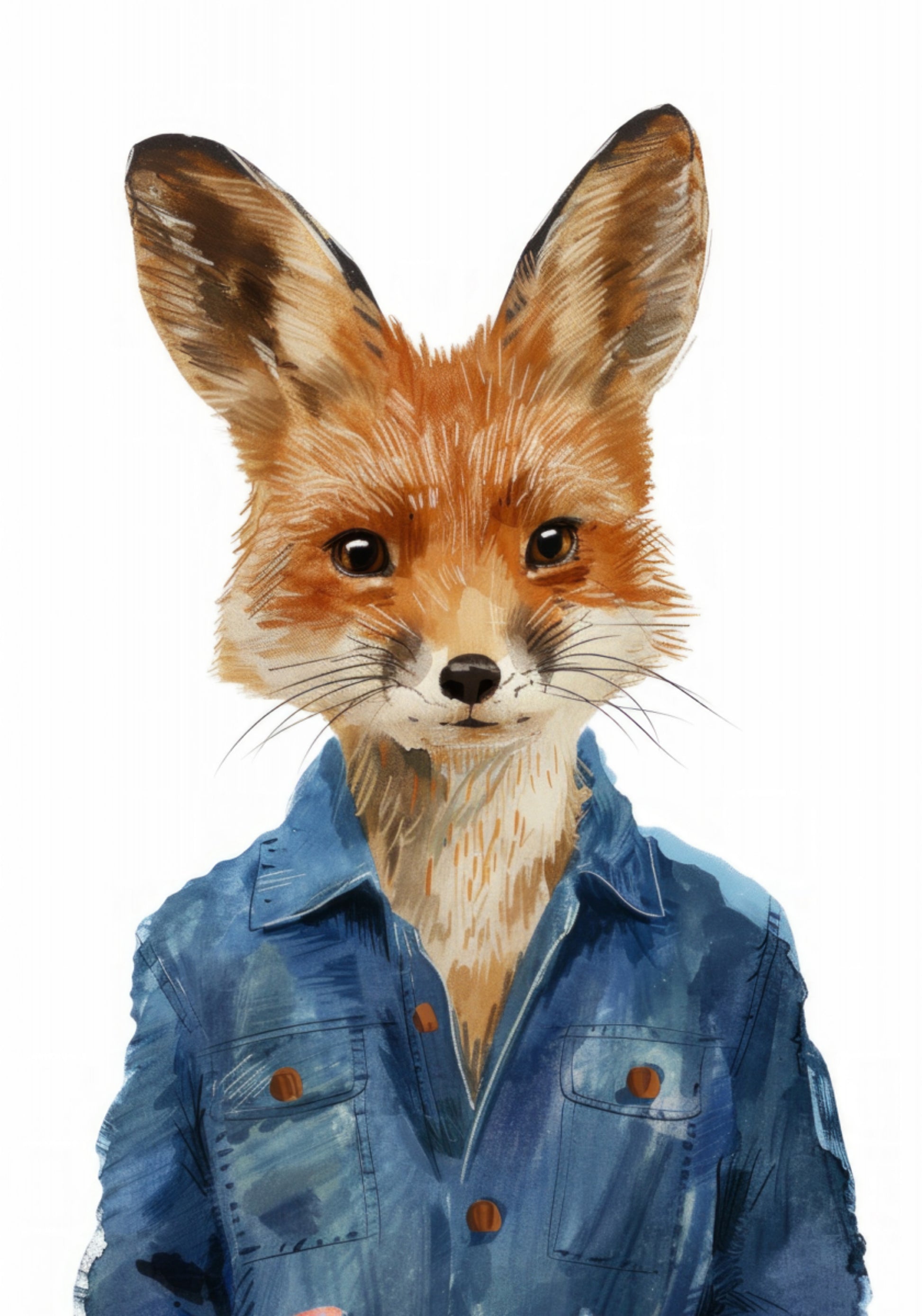 Stylish Fox In Denim Jacket