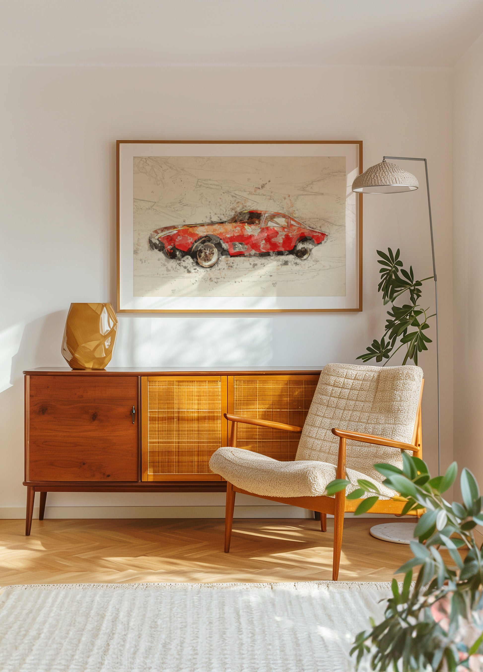Classic Red Car Sketch