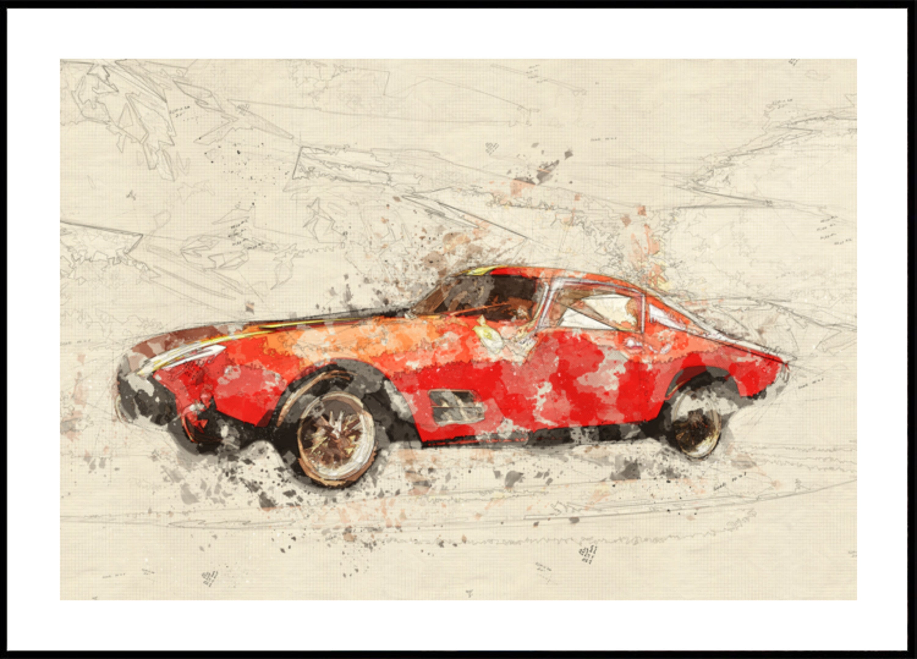 Classic Red Car Sketch