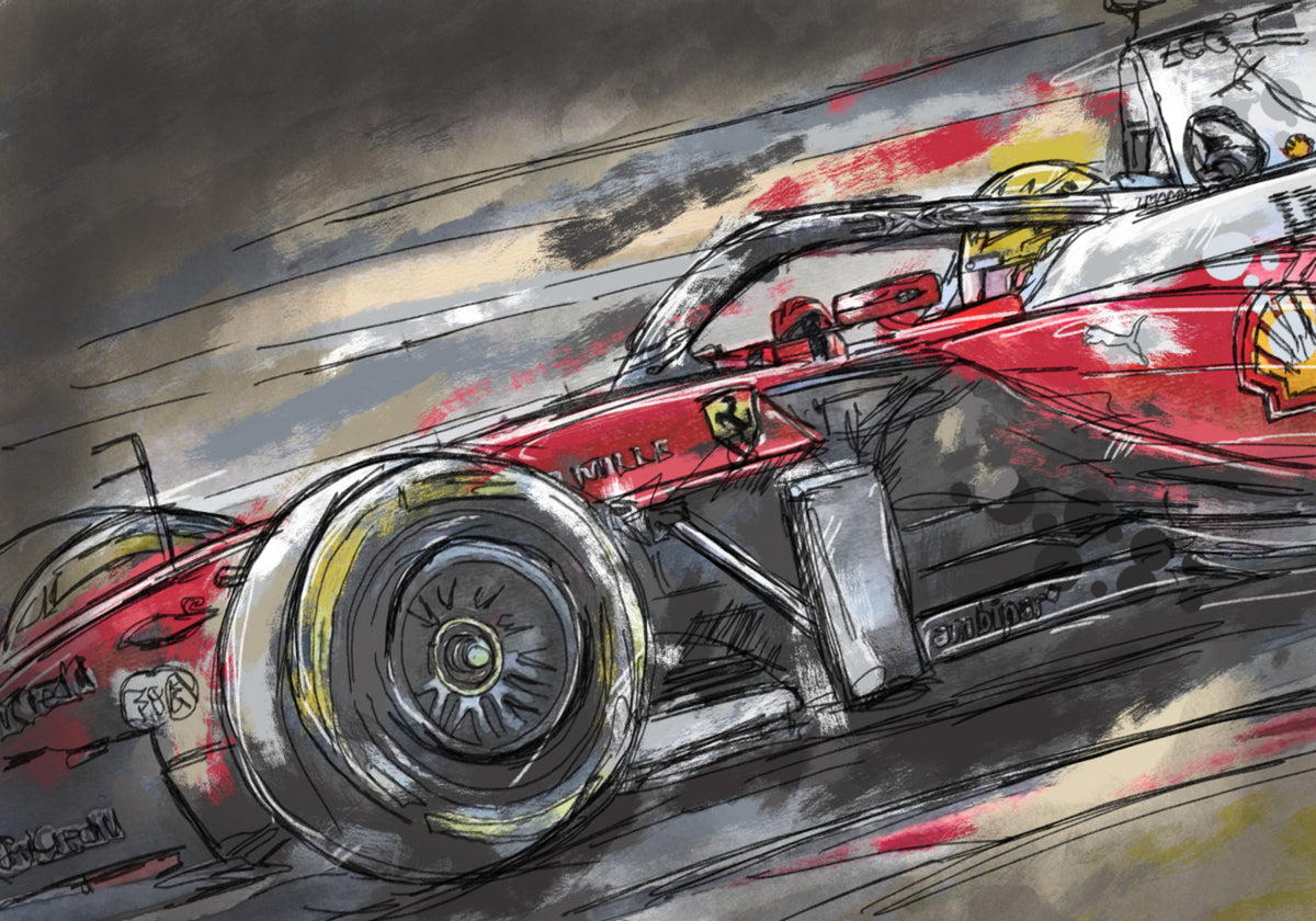 Red Race Car Sketch