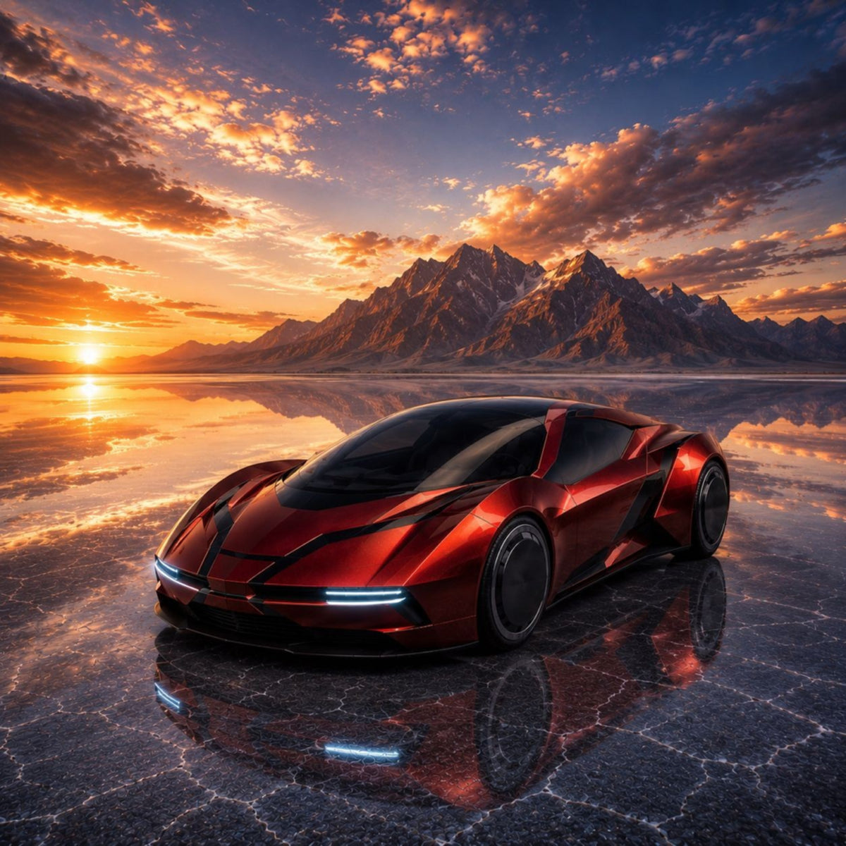 Vibrant Sunset Sports Car