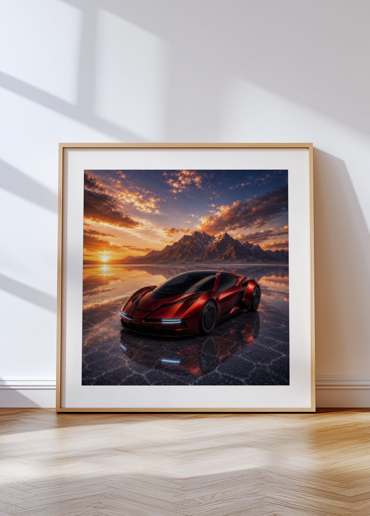 Vibrant Sunset Sports Car