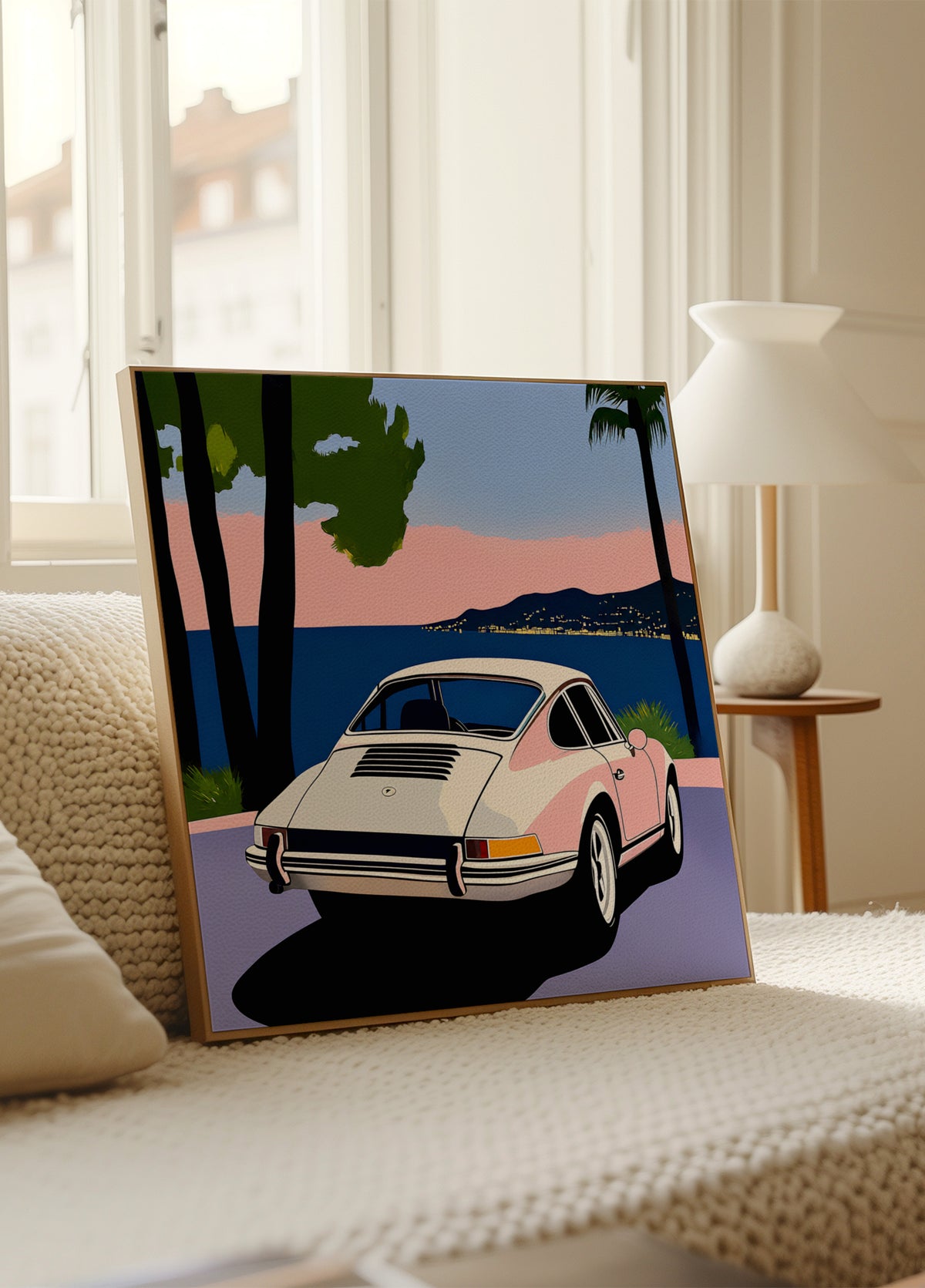 Pink Classic Car Sunset