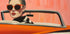 Stylish Woman Orange Car - Posterbox