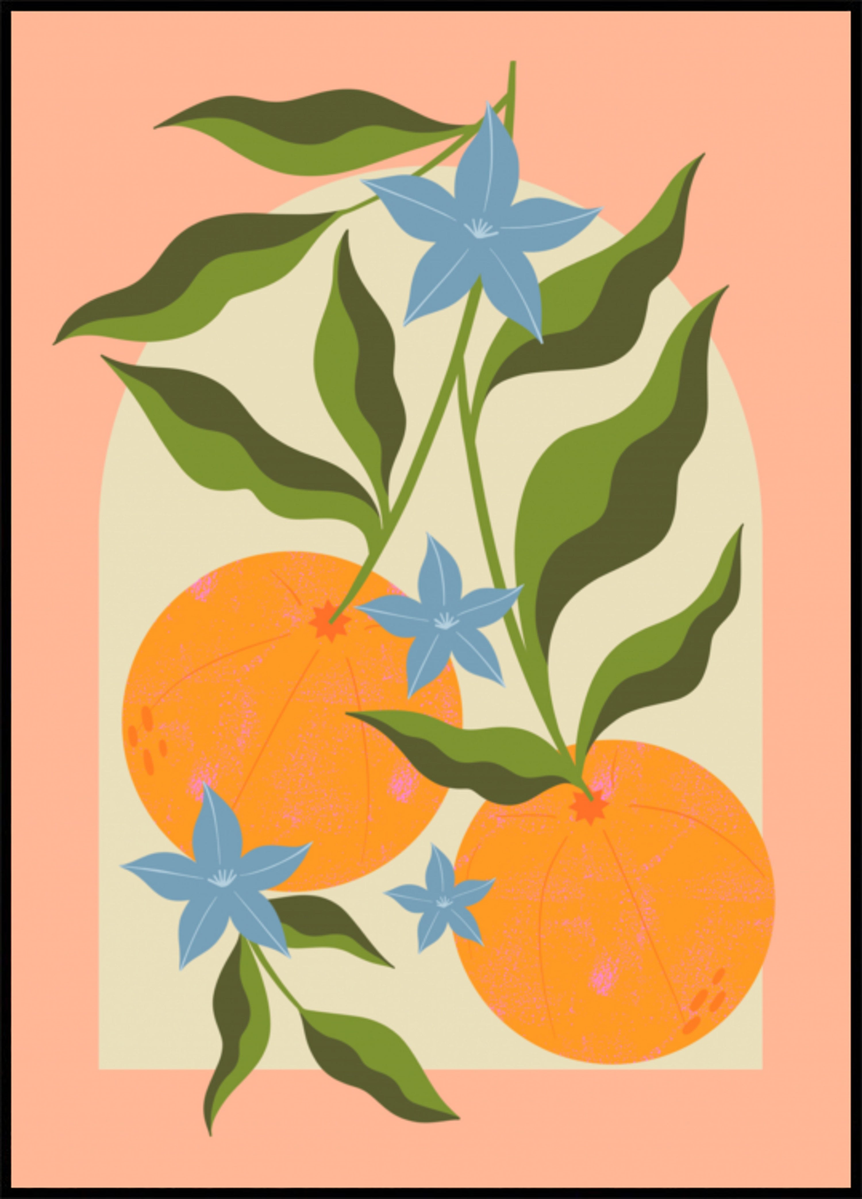 Orange Branch with Flowers