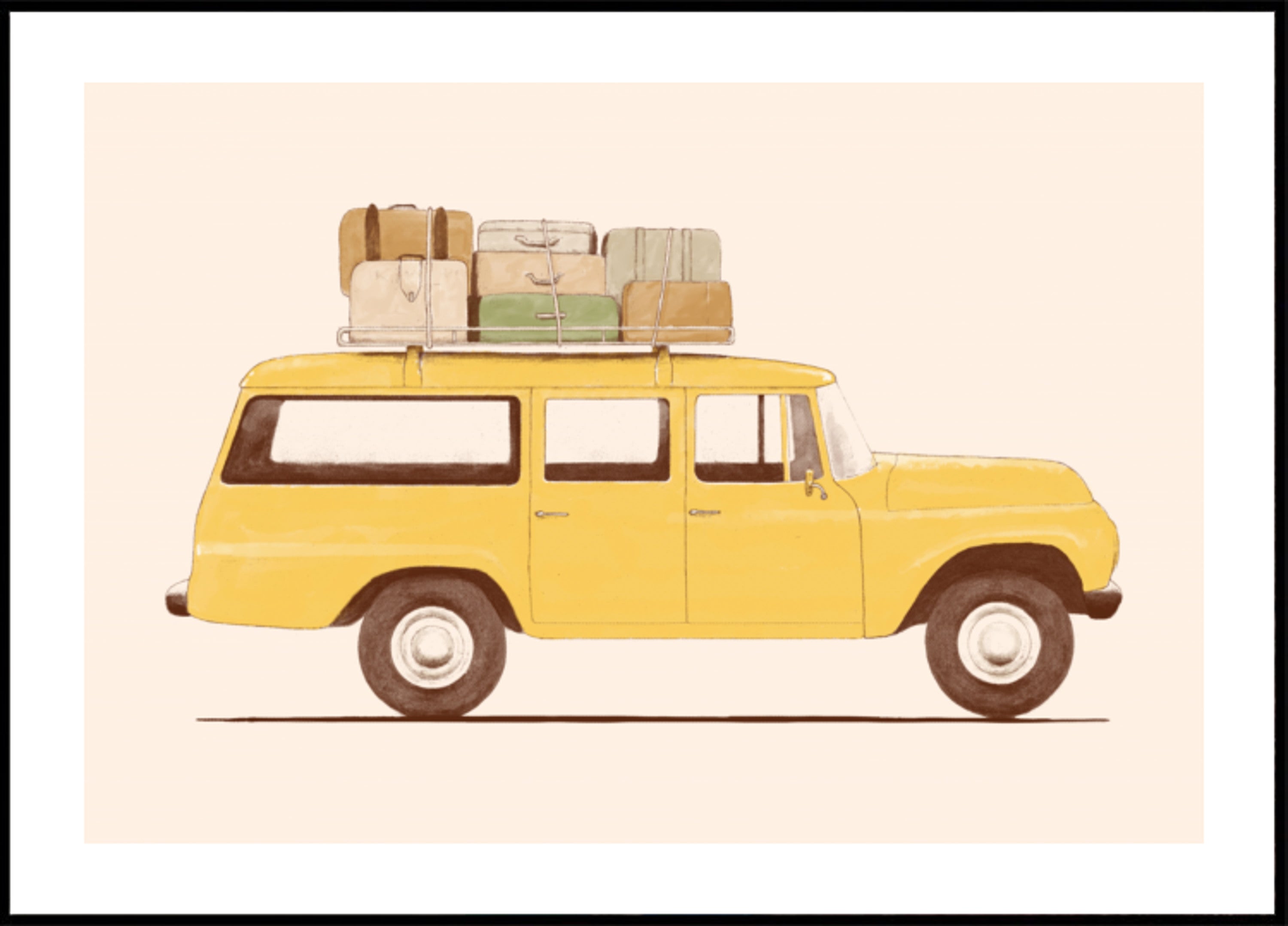 Vintage car on road trip
