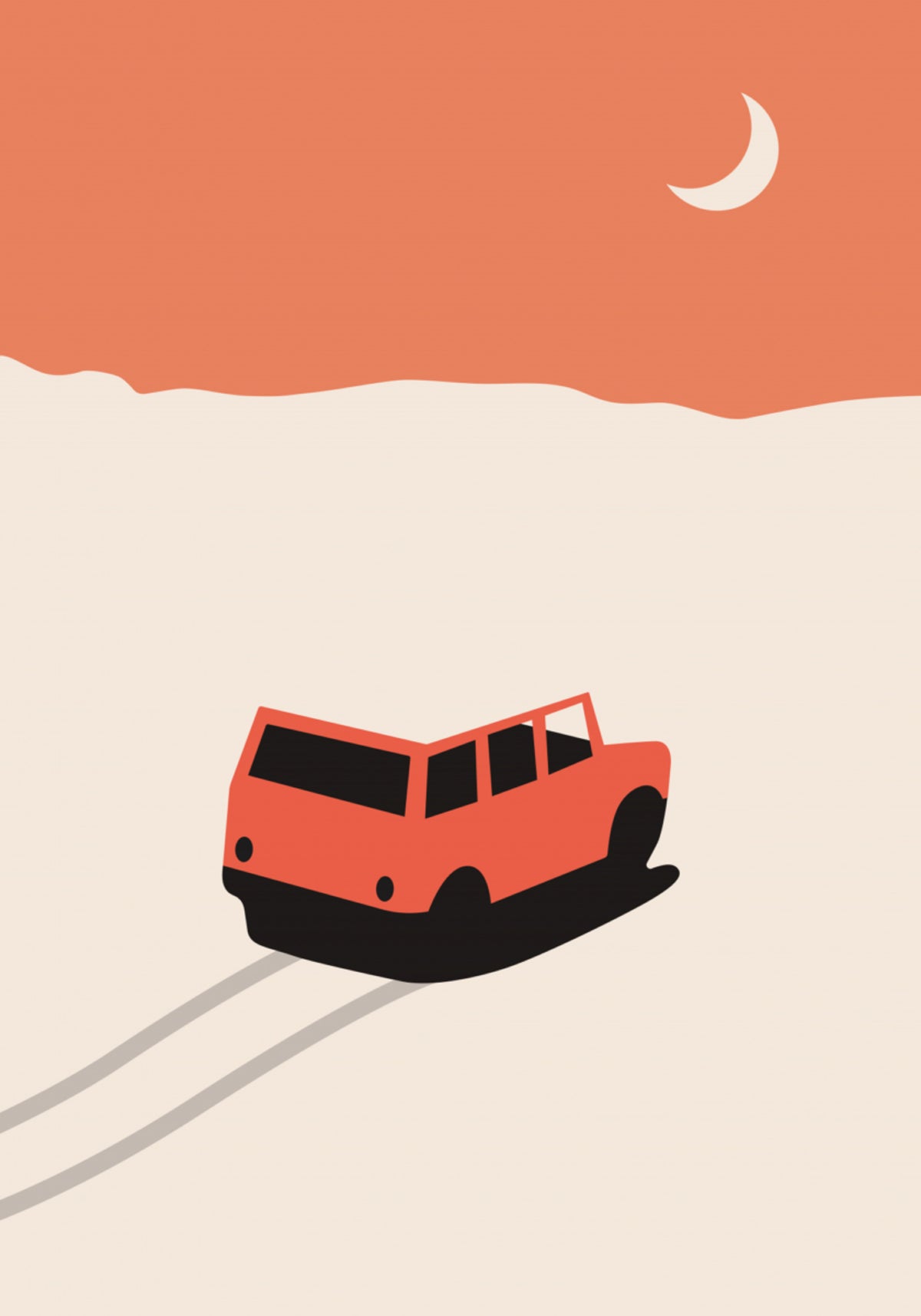 Månebelyst ørkenroadtrip - Posterbox