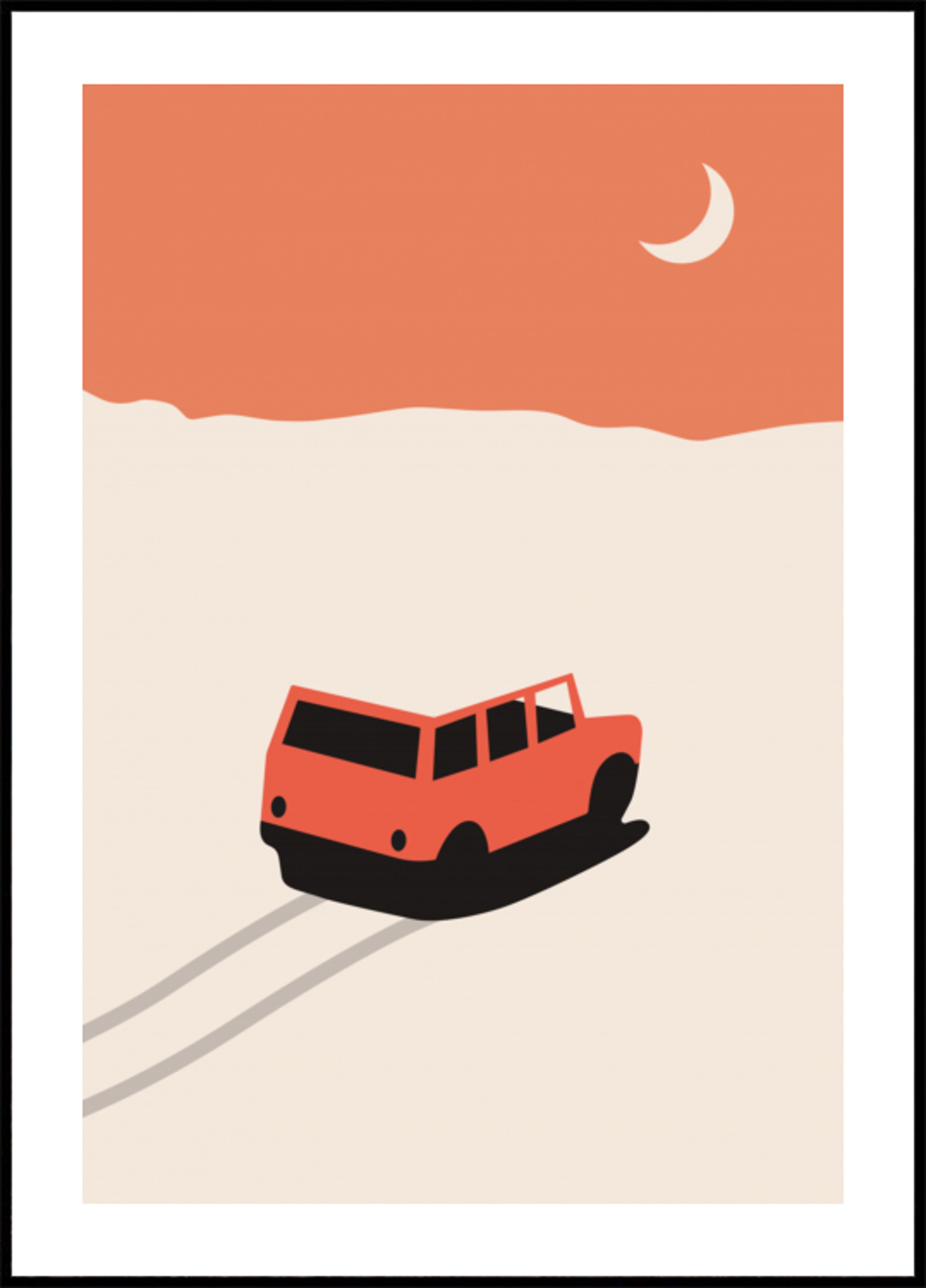 Moonlit desert road trip