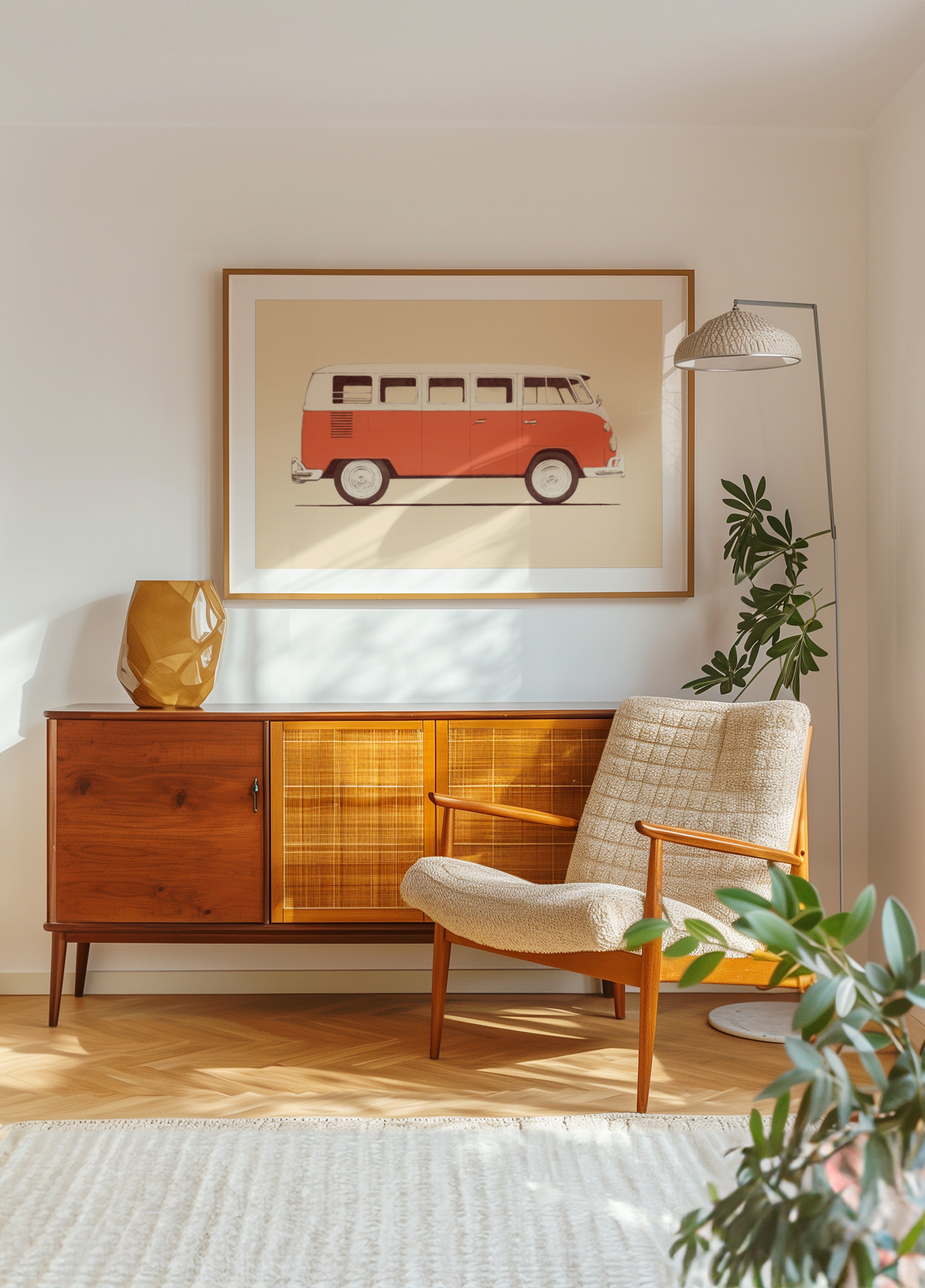 Classic red camper van