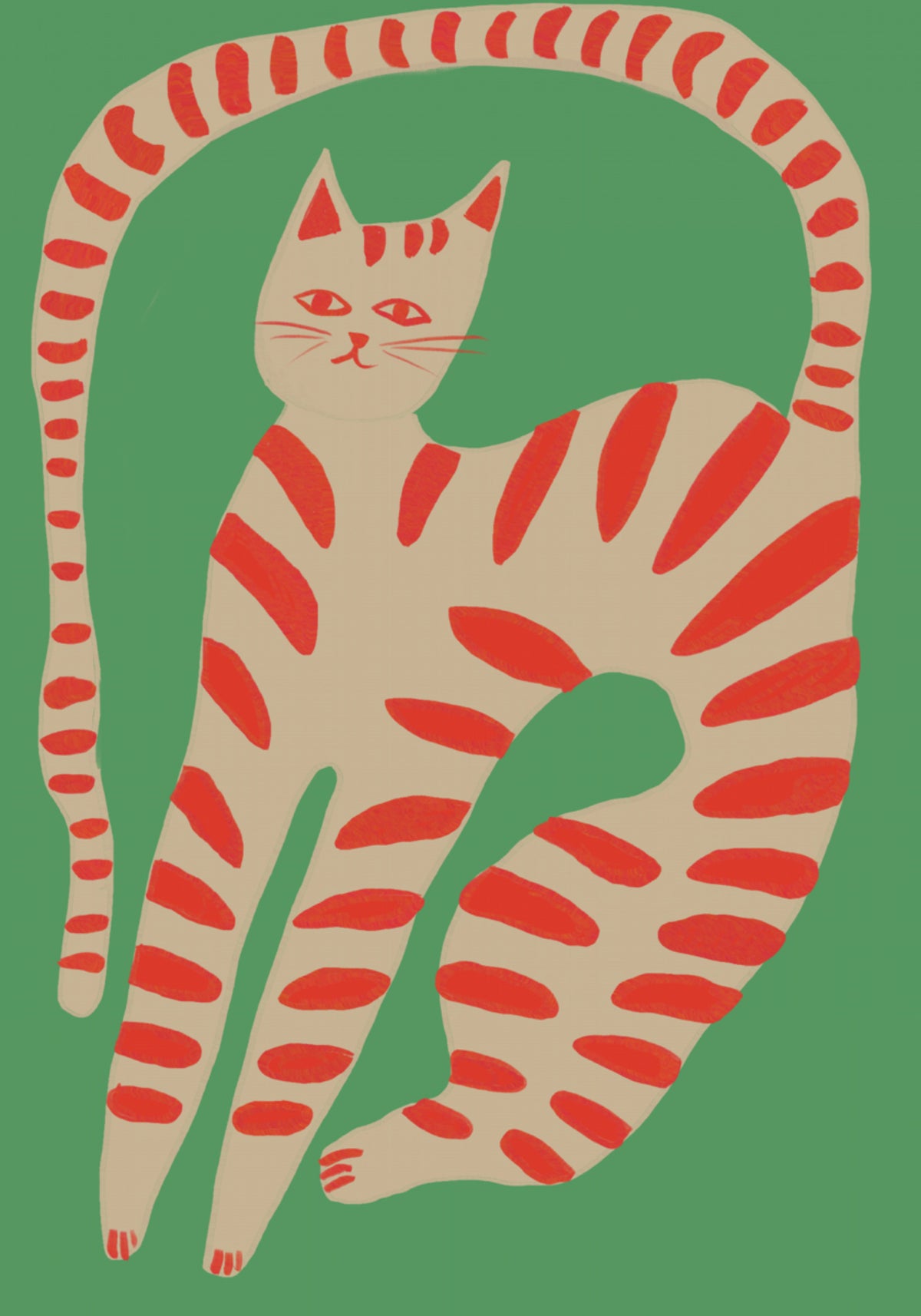Striped Cat Stretching