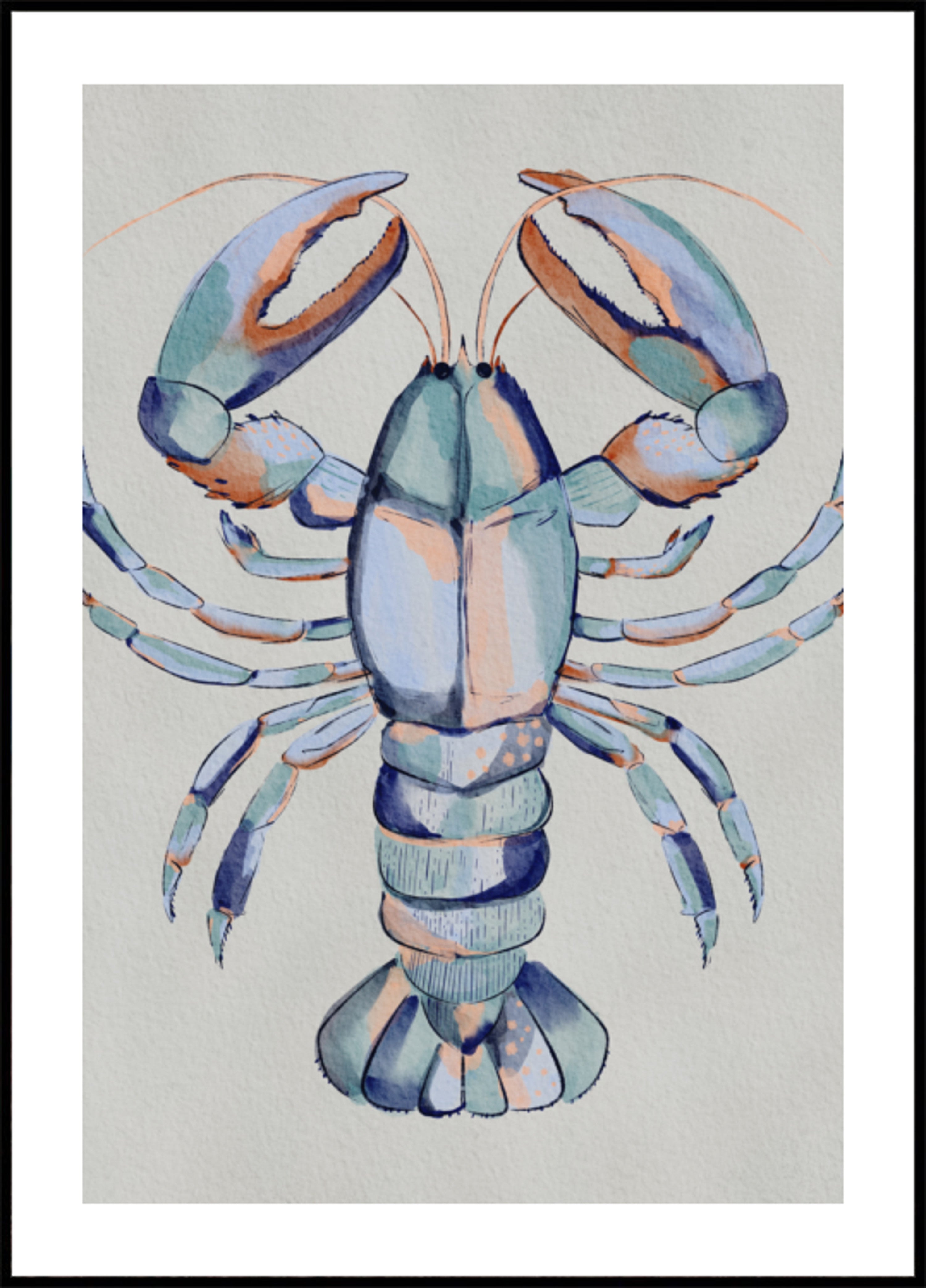 Watercolor Blue Lobster