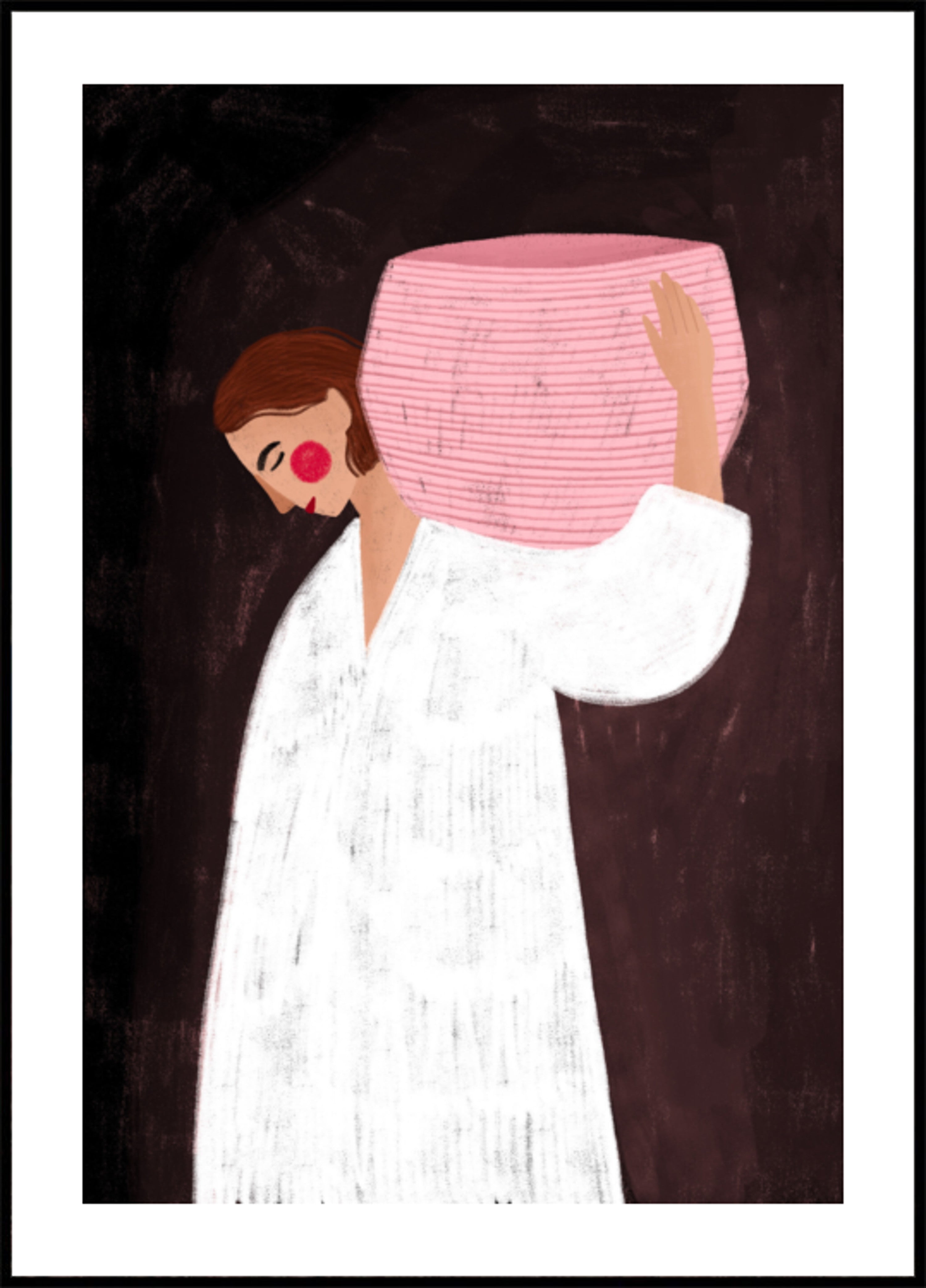 Serene Woman Carrying Basket
