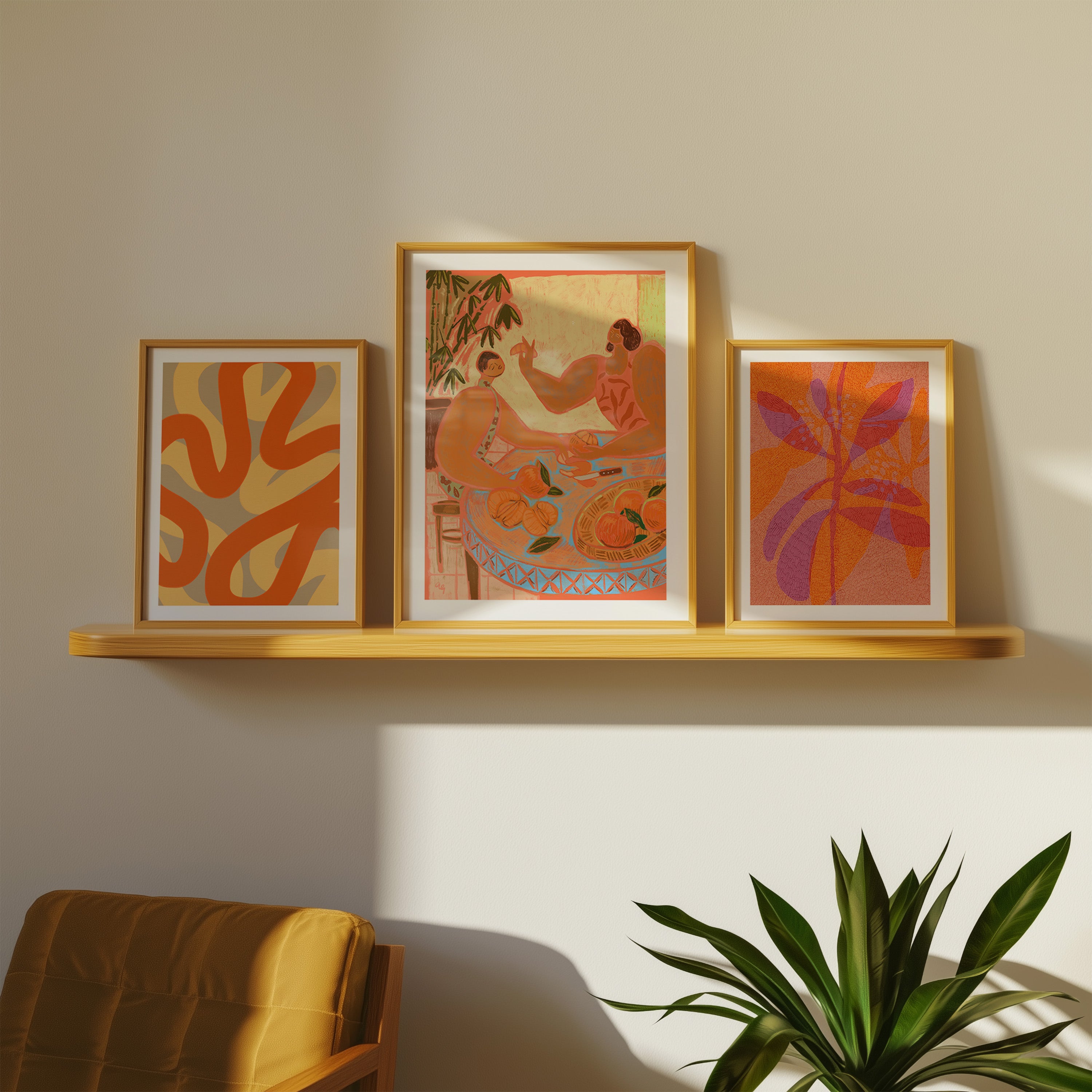 Boho abstract gallery wall art