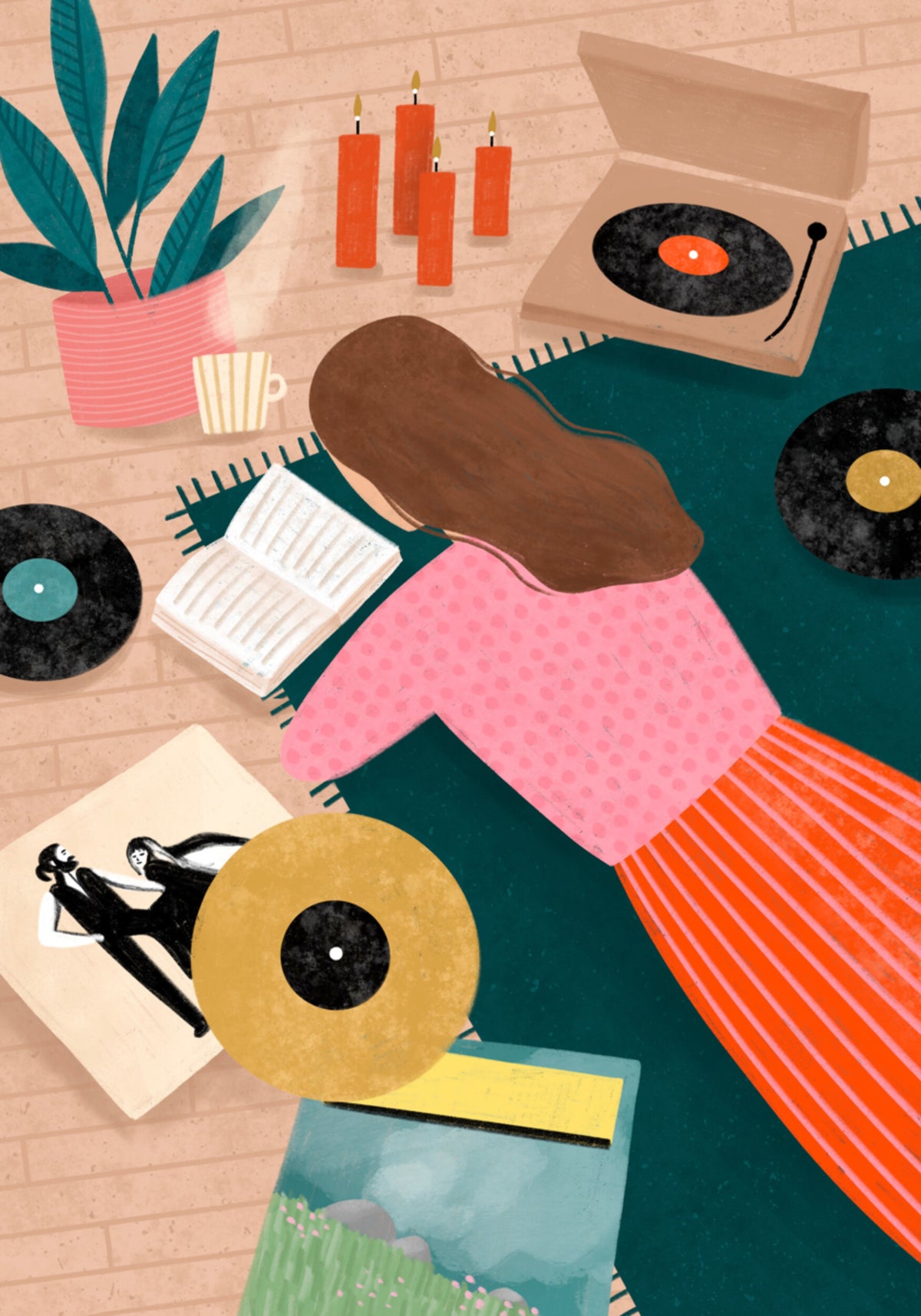 Cozy vinyl listening art