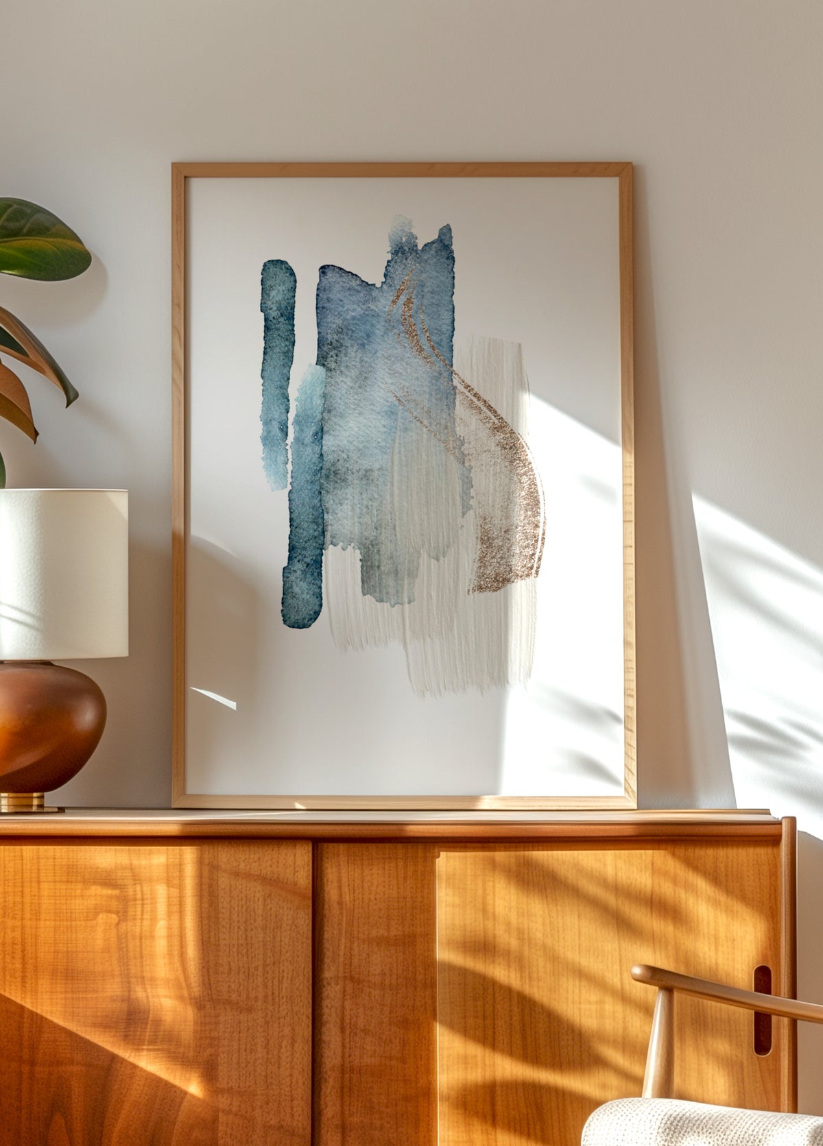 Elegant Blue Gold Strokes