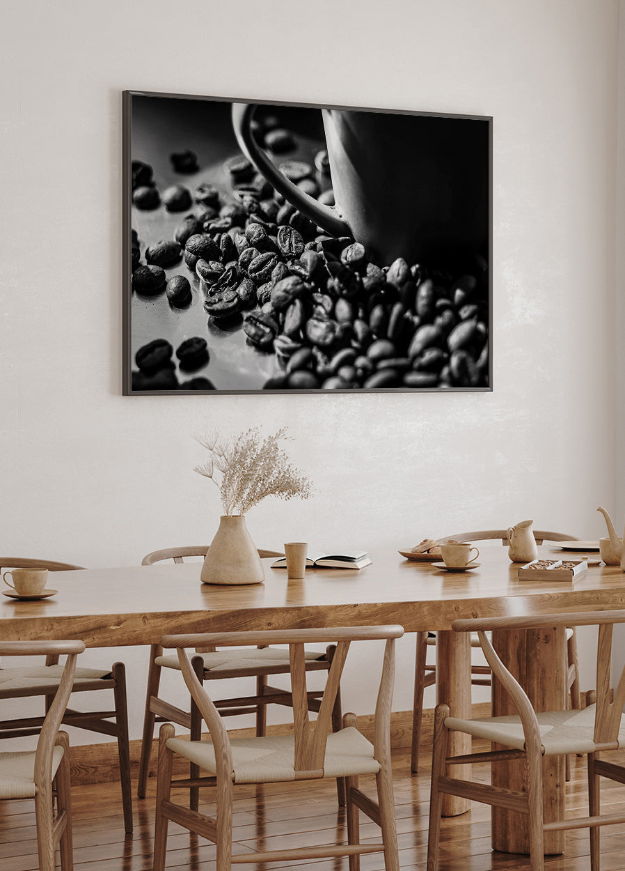 Coffee Beans With A Cup Poster - Posterbox.dk