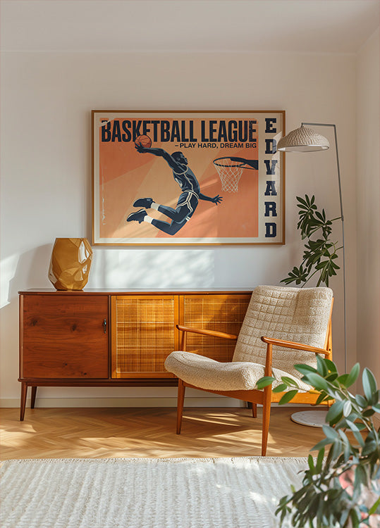 Vintage basketball game poster
