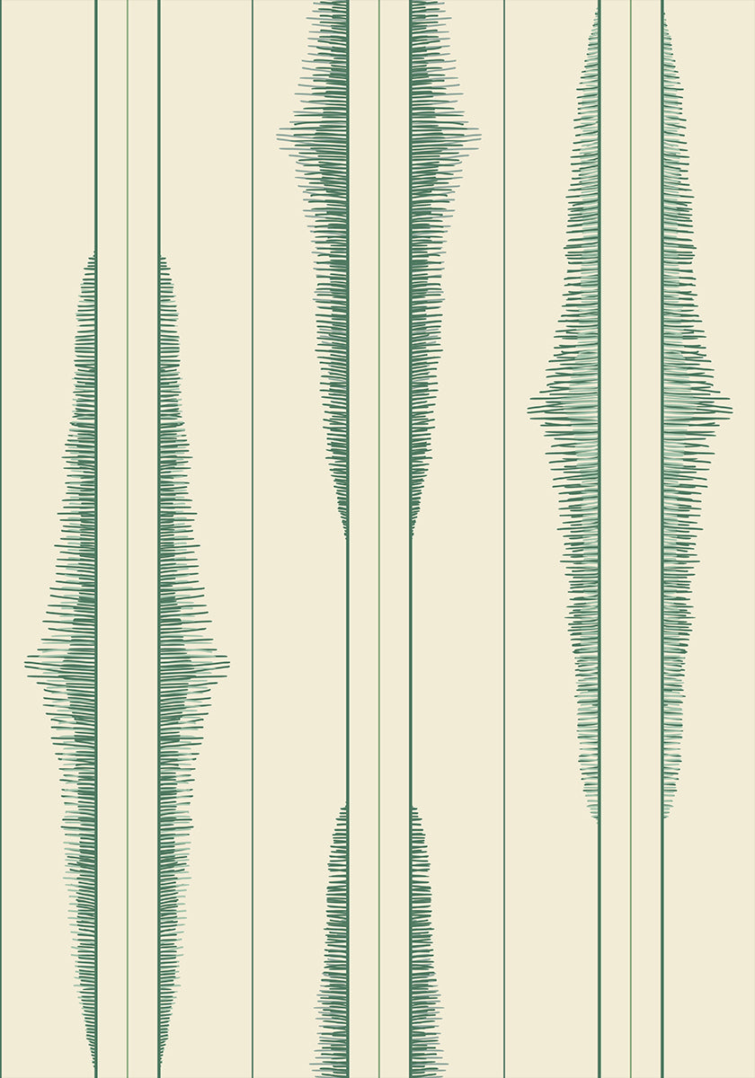 Boho ikat stripes green shades pattern (NEW) - Posterbox