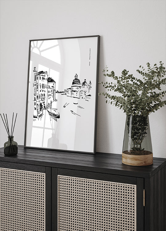 Venice Art Print With Gondolas And Basilica On Grand Canal, Italy Wall Art (NEW) - Posterbox